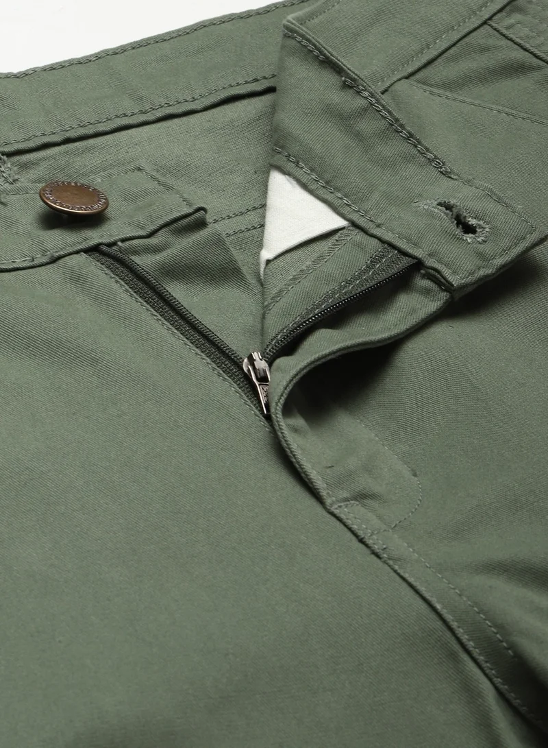 هوبرهولمي Sage Green Cargo Trousers for Men, Slim Fit