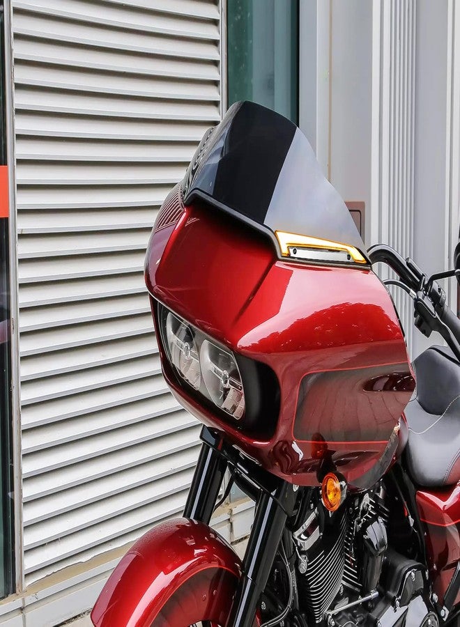 CARGLETRUE Windshield Trim Lights Windscreen Fairing Led Running Light Turn Signals Fit For Harley Road Glide Models 2015-2023 Chrome Smoke - Image 3