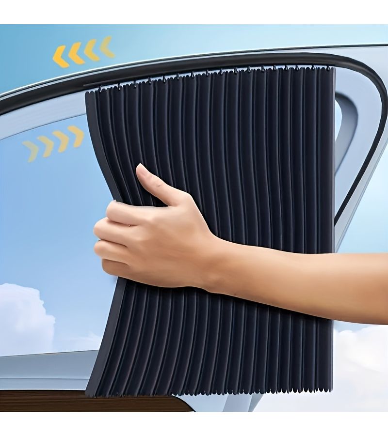 Rear Window Sliding Rail Sunshade for Cars Heat Insulation UV Protection Black - Image 3