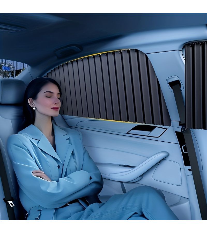 Rear Window Sliding Rail Sunshade for Cars Heat Insulation UV Protection Black - Image 1