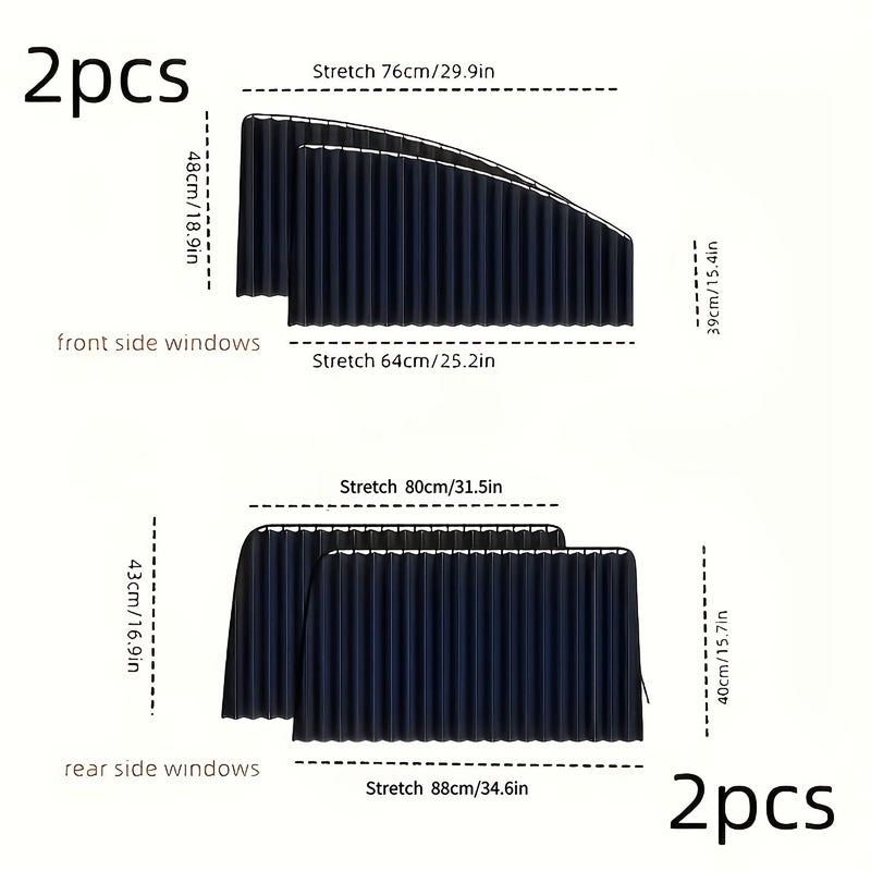 Rear Window Sliding Rail Sunshade for Cars Heat Insulation UV Protection Black - Image 4