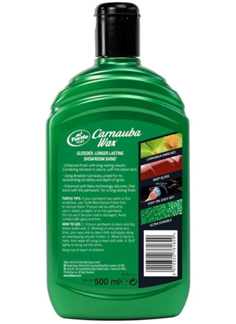 TurtleWax Carnauba Car Polish for Long-Lasting Paint Shine and Protection – Easy to Apply and Remove – 500ml  - Image 3
