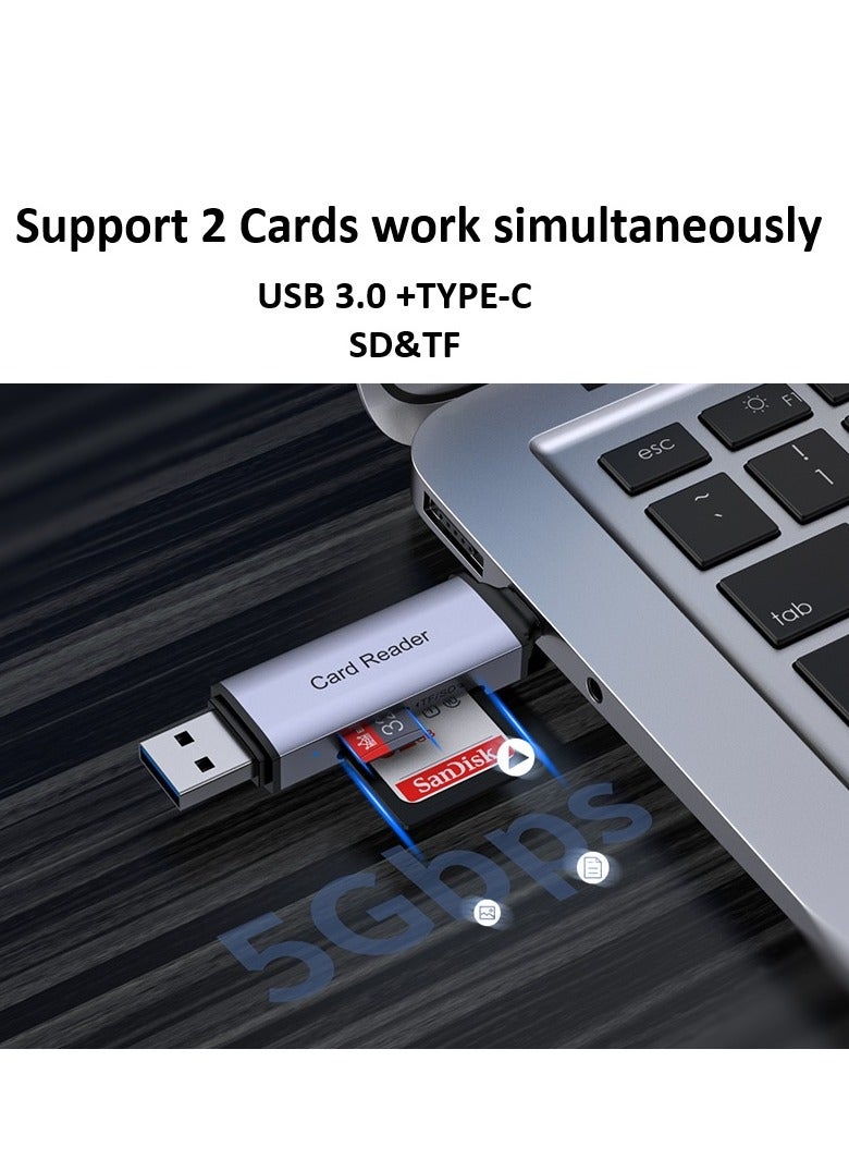 NANAO SD Card Reader USB 3.0 USB C OTG Dual Slot For UHSI Micro SD SD SDXC SDHC Micro SDXC Micro SDHC MMC Compatible For MacBook Dell XPS Samsung Galaxy S24 S23 Ultra iPhone 16 15 Pro Max SLR Vlog Camera  - Image 3