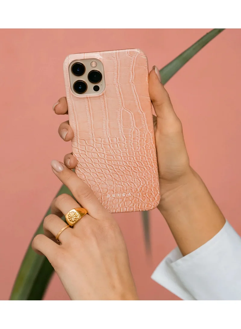بورجا جراب iPhone 16 Pro، قطعتان من الغلاف الصلب + بطانة داخلية من مادة TPU، ممتص للصدمات، سهل الوصول إلى جميع المنافذ، إطار مرتفع لحماية الشاشة والكاميرا، طباعة عالية الجودة لا تتلاشى أبدًا، لون تمساح وردي