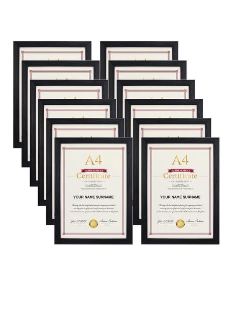AKDC 12 Pack A4 photo Frames, Black A4 Picture Frame Certificate Frames for Wall Hanging and Tabletop Display