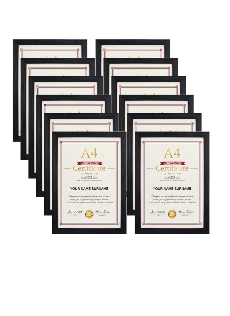 AKDC - AKDC 12 Pack A4 photo Frames, Black A4 Picture Frame Certificate Frames for Wall Hanging and Tabletop Display - Image 1