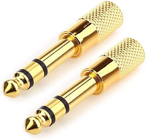 LipiWorld® 6.35MM Male to 3.5MM Female Stereo Audio Headphone Jack Adapter Converter (Pack of 2 Gold) - Image 1