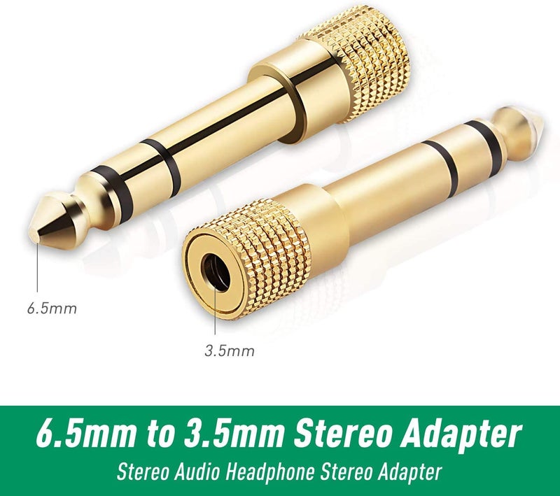 LipiWorld® 6.35MM Male to 3.5MM Female Stereo Audio Headphone Jack Adapter Converter (Pack of 2 Gold) - Image 5