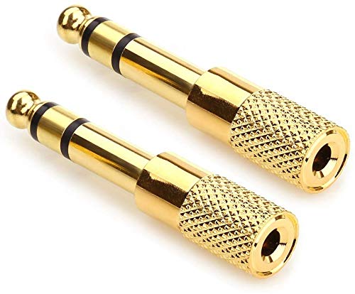 LipiWorld® 6.35MM Male to 3.5MM Female Stereo Audio Headphone Jack Adapter Converter (Pack of 2 Gold) - Image 2
