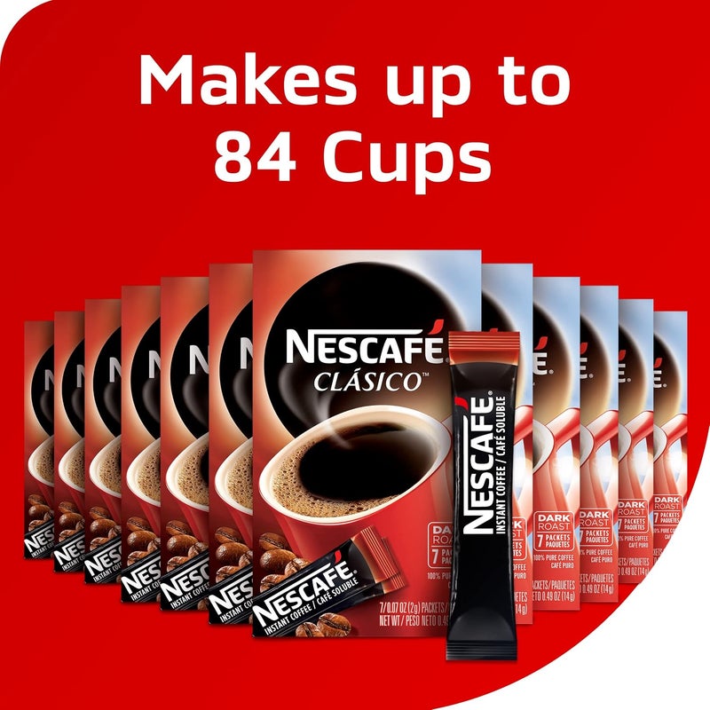 NESCAFE CLASICO Dark Roast Instant Coffee - 12 Boxes with 84 Single-Serve Packets - Image 4
