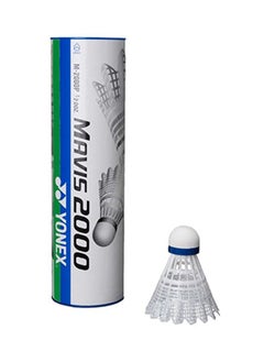 Yonex Mavis 2000 Blue Cap Medium Badminton Shuttlecock 6 Pack, White  - Image 1
