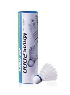 Yonex Mavis 2000 Blue Cap Medium Badminton Shuttlecock 6 Pack, White  - Image 2