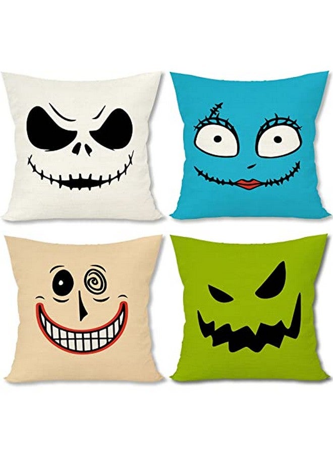 FARMNALL FARMNALL Linen Halloween Pillow Covers 18x18 Set of 4 Throw Pillow Case Halloween Decorations Bed Couch Sofa Pillow Car Chair Pillow - Image 1