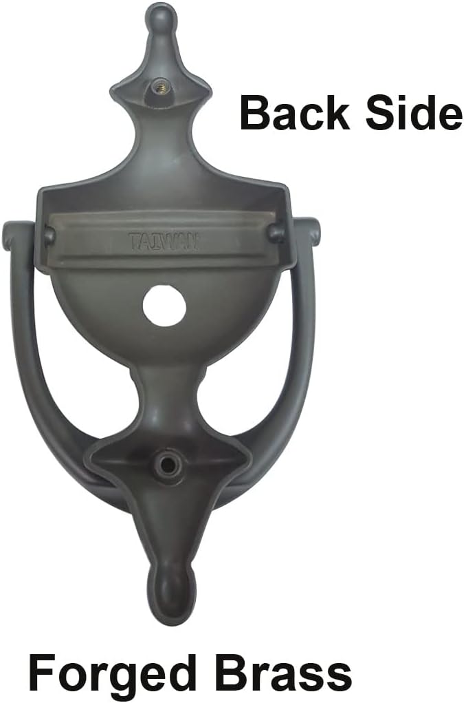 QCAA Solid Brass Door Knocker, 7", with 160 Degree Glass Len Door Viewer (UL Listed), Polished Brass, 1 Pack - Image 3