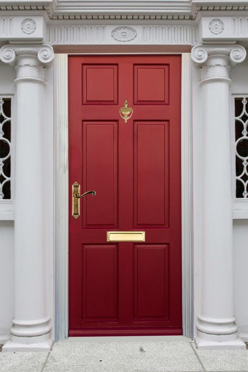 QCAA Solid Brass Door Knocker, 7", with 160 Degree Glass Len Door Viewer (UL Listed), Polished Brass, 1 Pack - Image 1