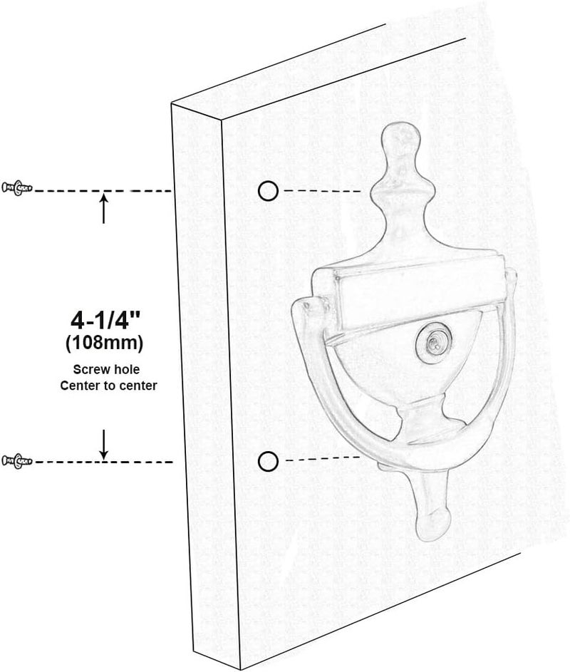 QCAA Solid Brass Door Knocker, 7", with 160 Degree Glass Len Door Viewer (UL Listed), Polished Brass, 1 Pack - Image 4