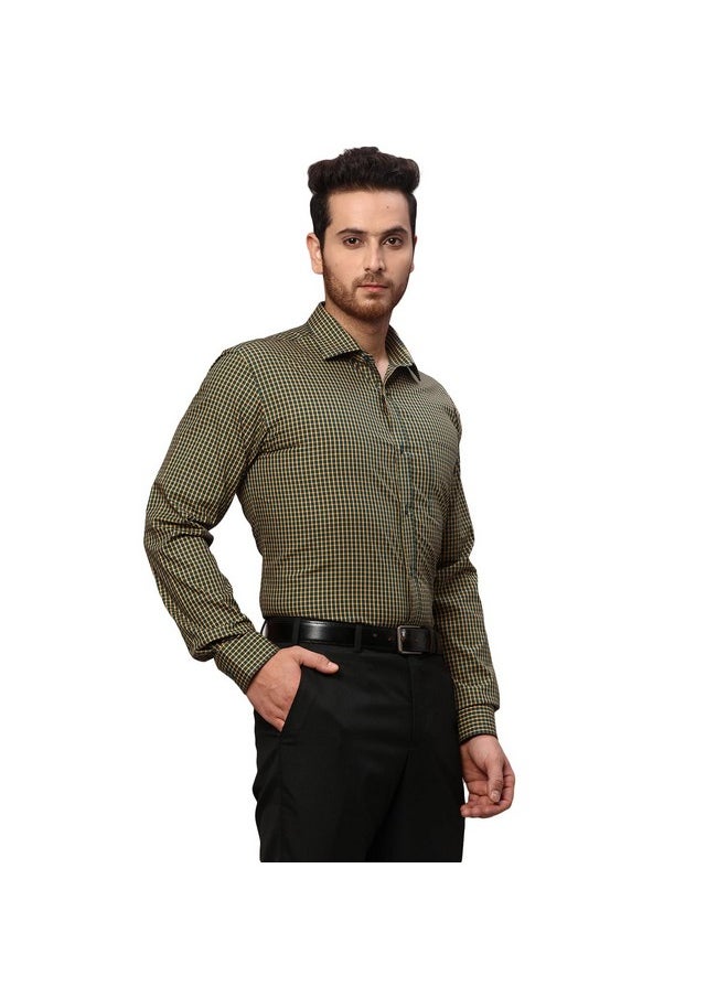 Park Avenue Park Avenue Men's Checks Slim Fit Shirt (PMSX17105-N6_Dark Green  - Image 1
