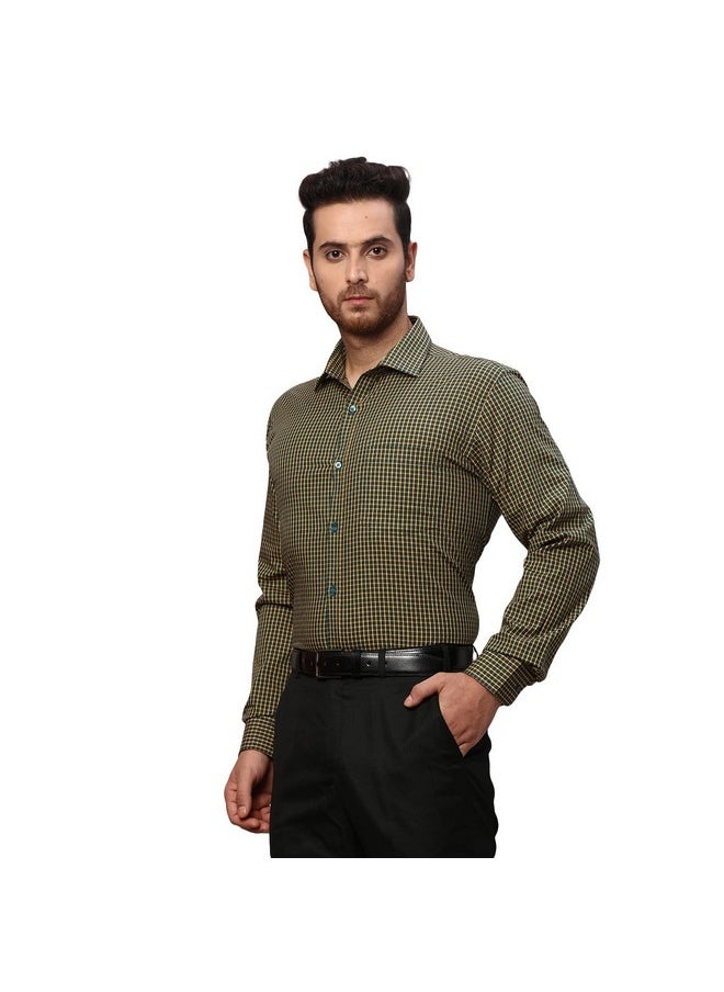 Park Avenue Park Avenue Men's Checks Slim Fit Shirt (PMSX17105-N6_Dark Green  - Image 2