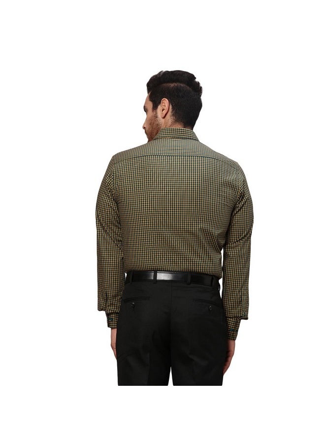Park Avenue Park Avenue Men's Checks Slim Fit Shirt (PMSX17105-N6_Dark Green  - Image 3