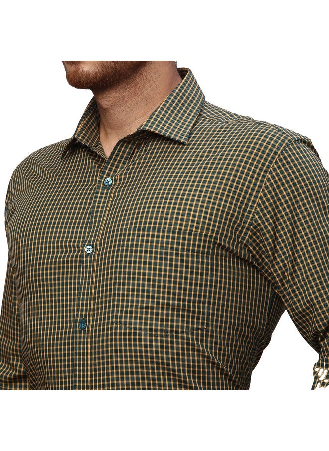 Park Avenue Park Avenue Men's Checks Slim Fit Shirt (PMSX17105-N6_Dark Green  - Image 5