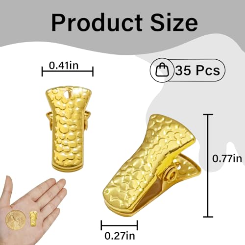 YUCHIYA 35 Pack Mini Metal Alligator Clips for Crafts Non-Slip Silicone-Coated Retro DIY Badge Small Clips (Gold) - Image 2