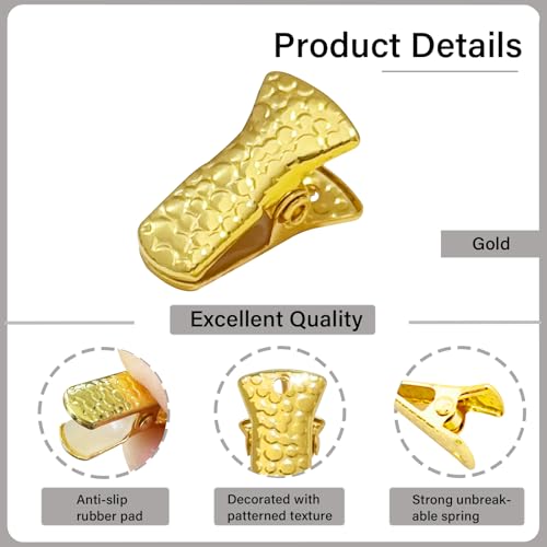 YUCHIYA 35 Pack Mini Metal Alligator Clips for Crafts Non-Slip Silicone-Coated Retro DIY Badge Small Clips (Gold) - Image 3