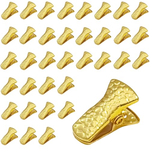 YUCHIYA 35 Pack Mini Metal Alligator Clips for Crafts Non-Slip Silicone-Coated Retro DIY Badge Small Clips (Gold) - Image 1
