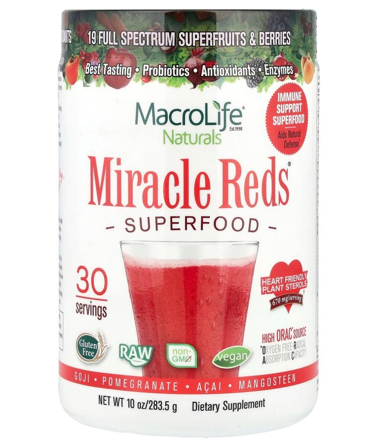MacroLife Naturals Miracle Reds® Superfood Goji Pomegranate Acai Mangosteen 10 oz (283.5 g)