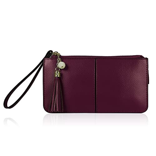 befen Genuine Leather Wristlet Clutch for Women Ultra-Slim Ladies Credit Card Holder Wallet Purses with RFID Protection (Burgundy) - Image 2