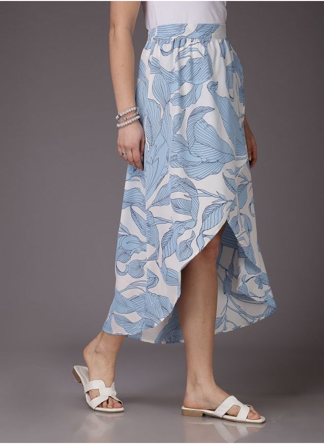 Freehand Women Flared Casual Tropical Print Asymmetric Skirt  - Image 5