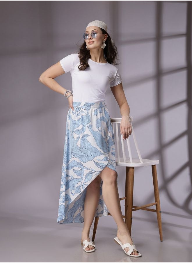 Freehand Women Flared Casual Tropical Print Asymmetric Skirt  - Image 3