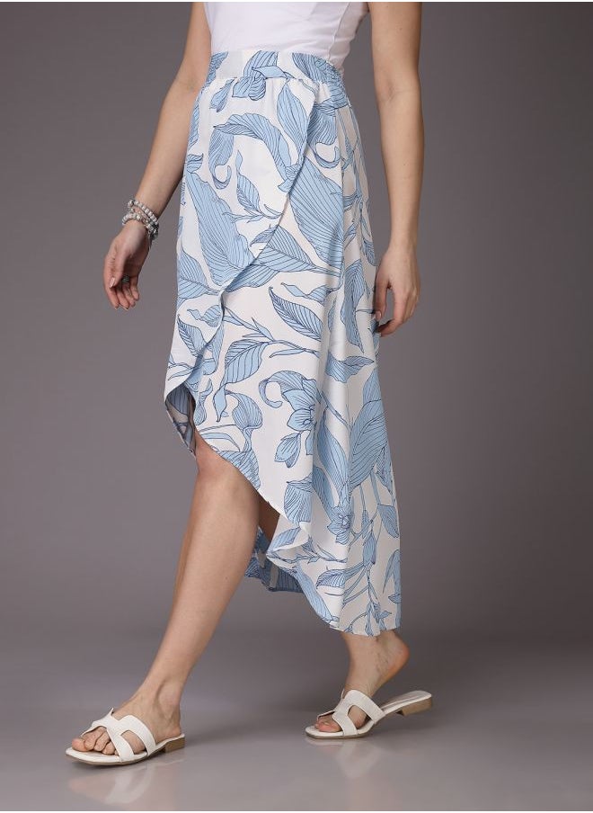 Freehand Women Flared Casual Tropical Print Asymmetric Skirt  - Image 4