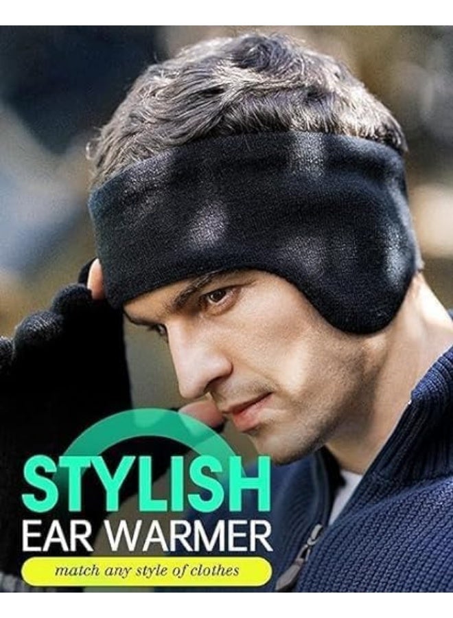 HZYH Ear Muffs for Winter, Double-Layer Ear Warmer, Headband-Knit Fuzzy Lined Winter Ear Muff, Fleece Thermal Headband Cold Weather Windproof Ear Cover, Running Cycling Ear Covers, for Men Women - Image 3