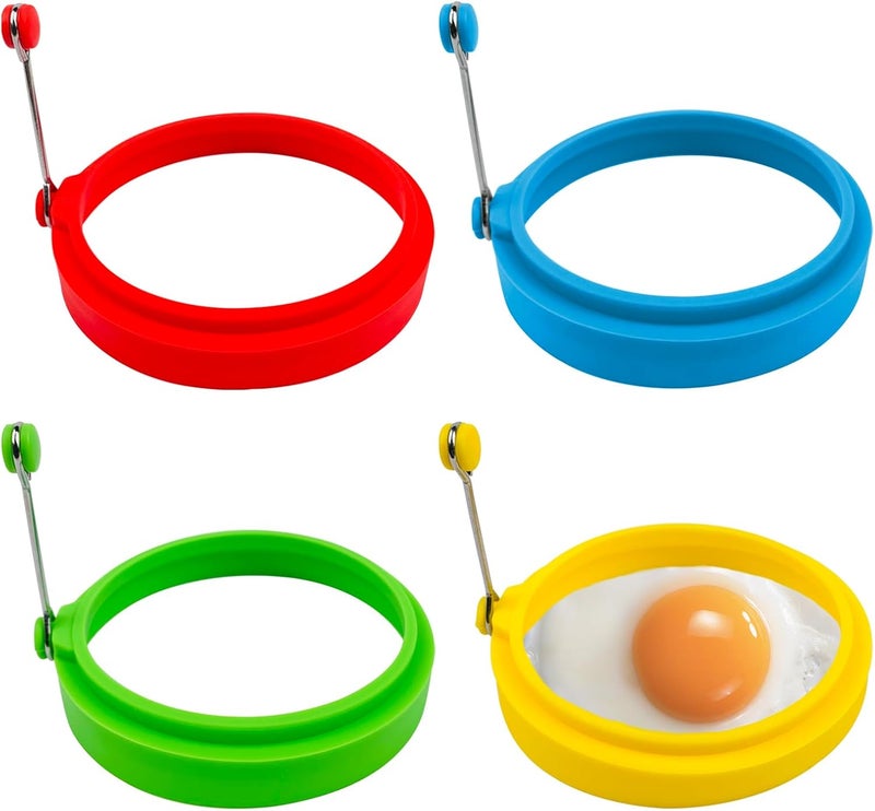 YOLCAR Egg Ring Set, Silicone Egg Ring Molds, Fried Egg Rings and Non-stick Egg Cooker Ring, Multicolor, 4Pack - Image 1