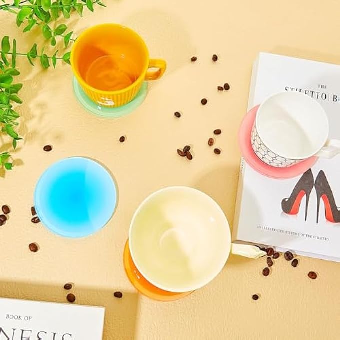 BIGTHREE Colouful Acrylic Coaster Set 4 Pcs 374 Inch Round NonSlip Drink Coasters HeatResistant Table Protectors For Coffee Tea And Home Decoration Gradient Series - Image 5