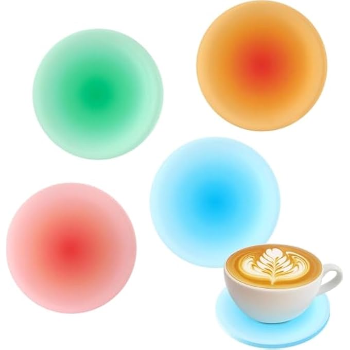 BIGTHREE Colouful Acrylic Coaster Set 4 Pcs 374 Inch Round NonSlip Drink Coasters HeatResistant Table Protectors For Coffee Tea And Home Decoration Gradient Series - Image 1