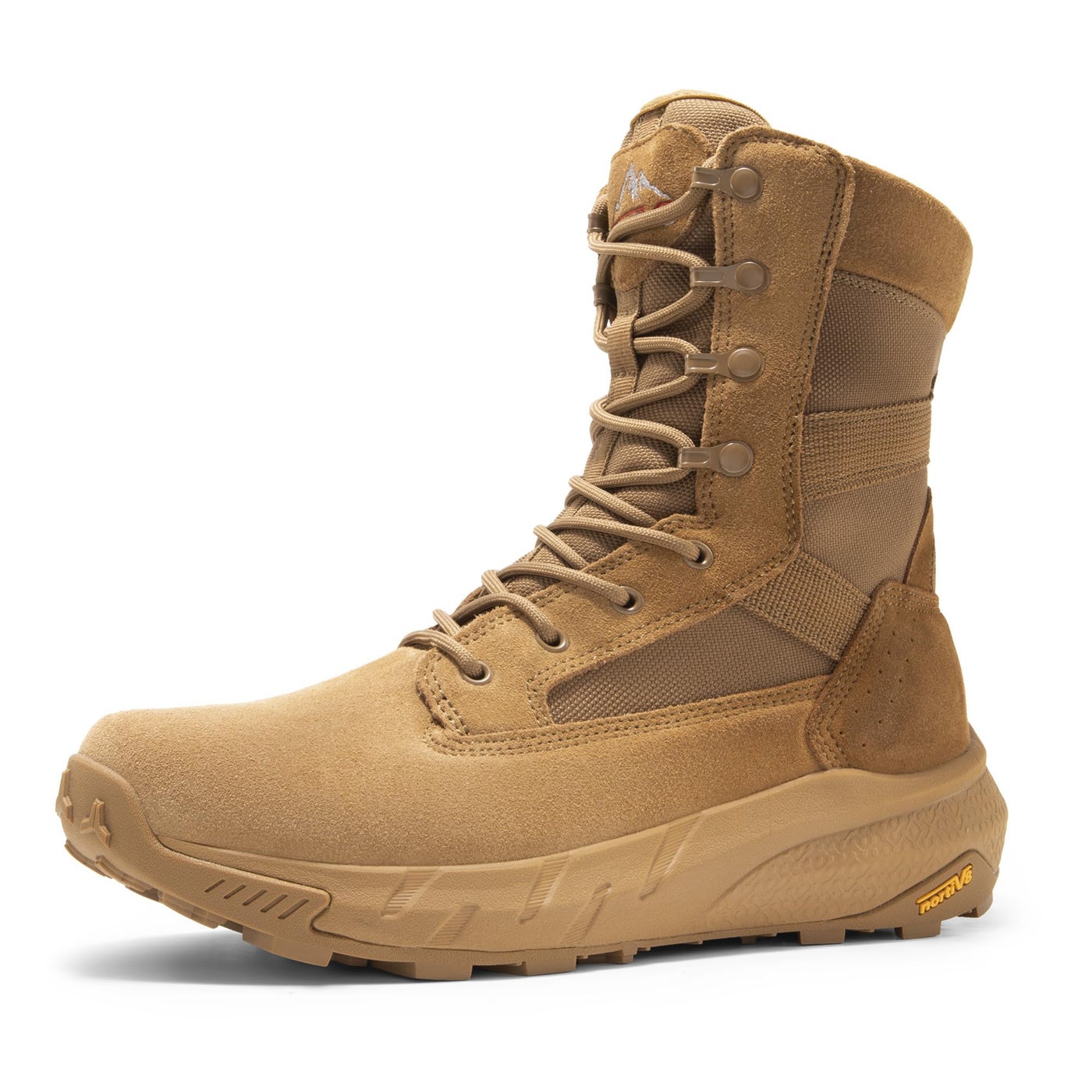 NORTIV 8 Men's Breathable Tactical Military Work Boots Side Zipper Leather Lightweight Hiking Motorcycle Combat Boots 8 Inches Peakforce,Size 7,Coyote,SNMT242M