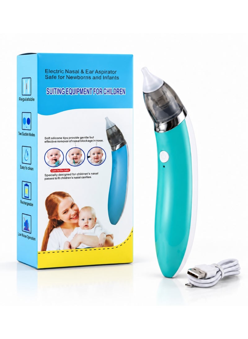 Electric Nasal & Ear Aspirator for Babies and Newborns, Rechargeable Baby Nose Cleaner & Mucus Remover with 2 Suction Modes and Soft Silicone Tip, Quiet Easy-Clean Infant Nasal Suction Device - Image 1