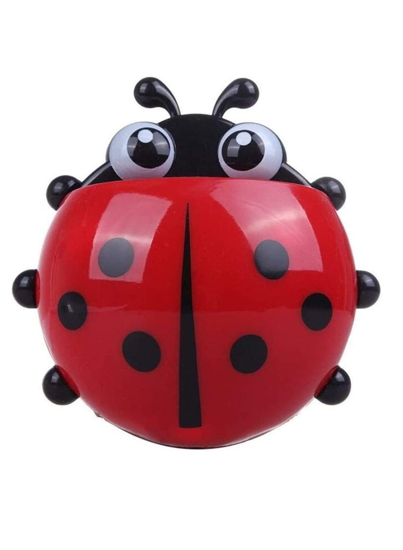 NIBEMINENT Toothbrush Stand Wall Suction Cup, Cute Cartoon Mount Holder Container Mighty Toothpaste Razor Bathroom Organizer Storage Mounted Small Toiletry Items Red - Image 1