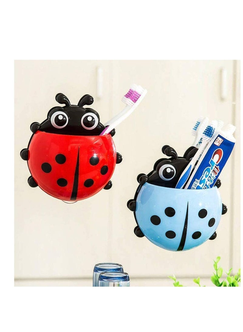 NIBEMINENT Toothbrush Stand Wall Suction Cup, Cute Cartoon Mount Holder Container Mighty Toothpaste Razor Bathroom Organizer Storage Mounted Small Toiletry Items Red - Image 3