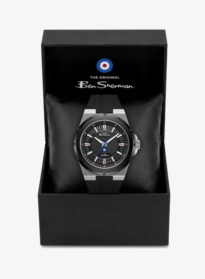 Ben Sherman black Gloucester Black Dial Black Silicone Strap Analog Watch for Men, 43mm for Men | Best Price UAE