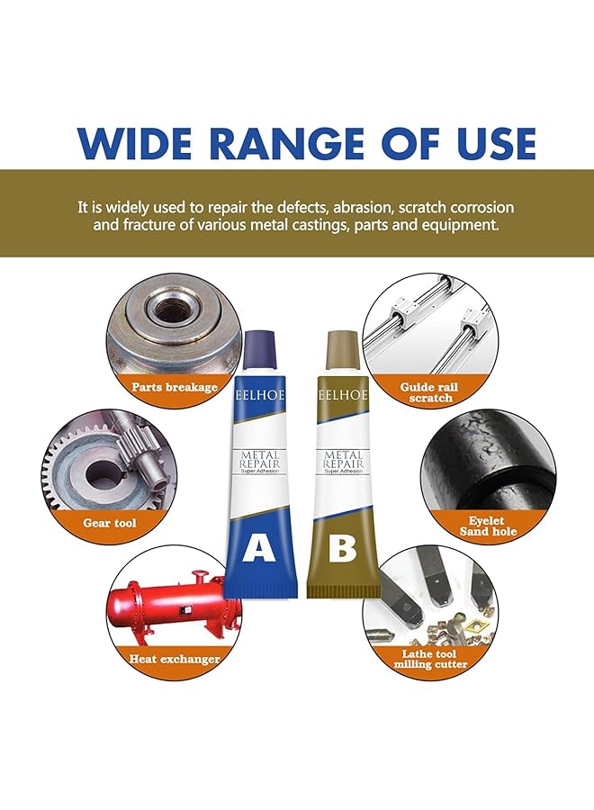 erorex Repair Glue Ab Glue Casting Glue Steel Metal Glass Ceramics Welding Trachoma Stomatal Crackle Repair Adhesive Industrial Repair Glue 80G - Image 3