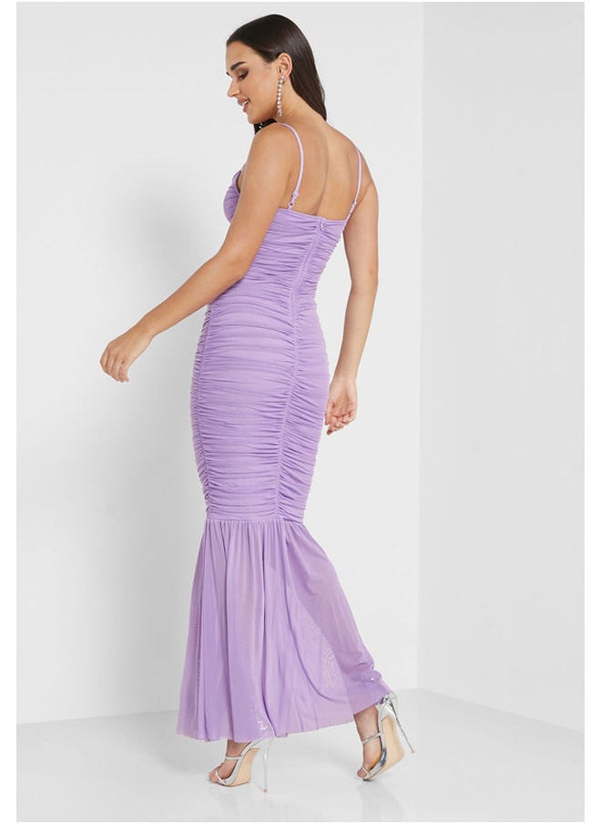 Little Mistress Polly Ruched Fishtail Maxi Dress  - Image 2