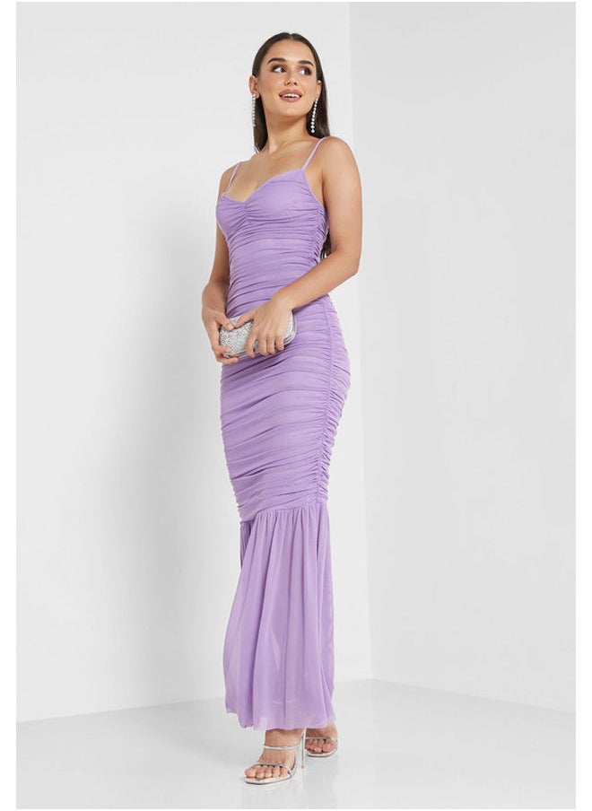 Little Mistress Polly Ruched Fishtail Maxi Dress  - Image 3