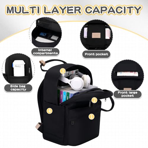 GAXOS Cute Backpack for School Aesthetic Backpack Purse for Women Girls Black Book Bag Korea Style Bookbag - Image 3