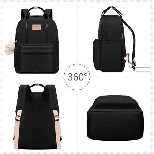 GAXOS Cute Backpack for School Aesthetic Backpack Purse for Women Girls Black Book Bag Korea Style Bookbag - Image 4