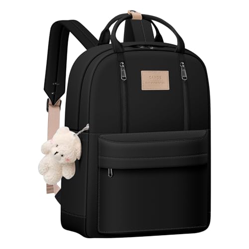 GAXOS Cute Backpack for School Aesthetic Backpack Purse for Women Girls Black Book Bag Korea Style Bookbag - Image 1