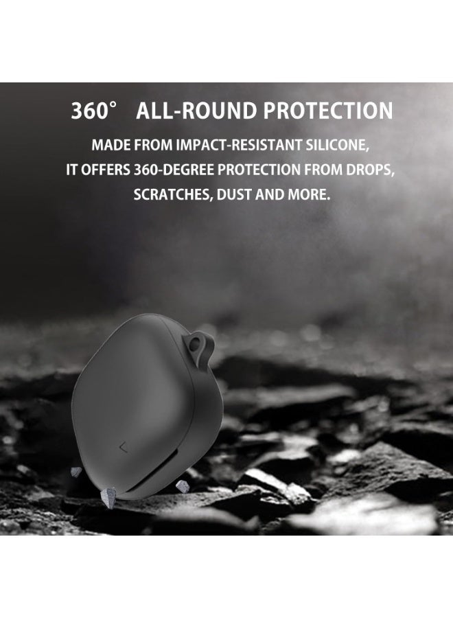 Soft Silicone Cover For Anker Soundcore Liberty 5 ,Soft Silicone Bluetooth Earphone Case,Shock Resistant Cover,With Carabiner(Black) - Image 5