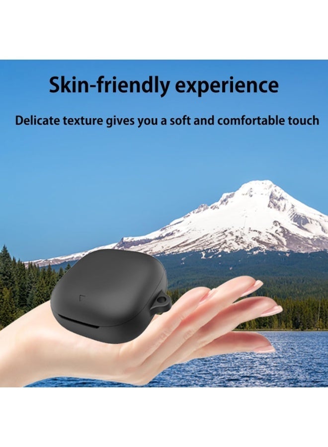 Soft Silicone Cover For Anker Soundcore Liberty 5 ,Soft Silicone Bluetooth Earphone Case,Shock Resistant Cover,With Carabiner(Black) - Image 4