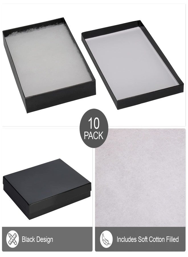 Noble Pack Cardboard Jewelry Boxes 10 Pack - 6"x5"x1" Bulk Cotton Filled Small Gift Boxes with Lids for Jewelry Packaging - Jewelry Gift Boxes for Shipping, Small Business, Accessories (Black) - Image 3